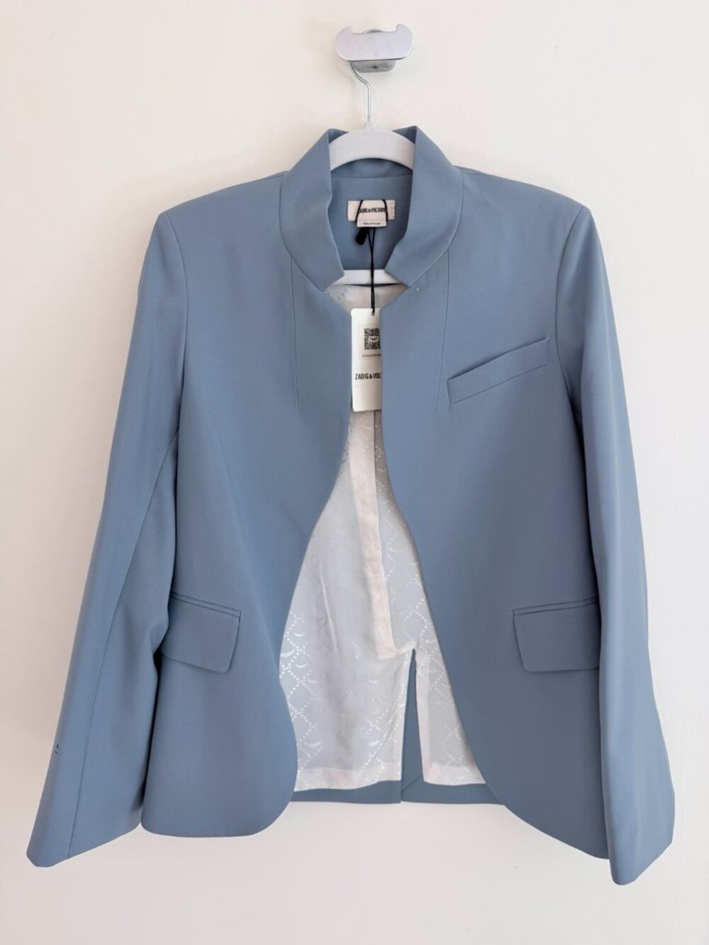 Zadig & Voltaire Very Crepe Light Blue Blazer 36 NWT Flaws